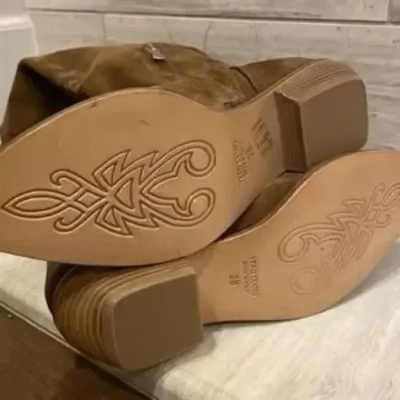 Free People Rue Brown Suede Slouch Western Boots Knee High EU 38 US 8 NWOB - Picture 7 of 14